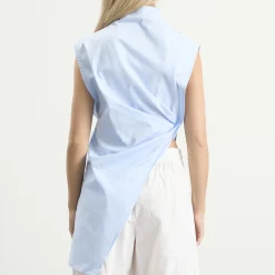 Tolu Coker Cotton Asymmetric Drape Blouse