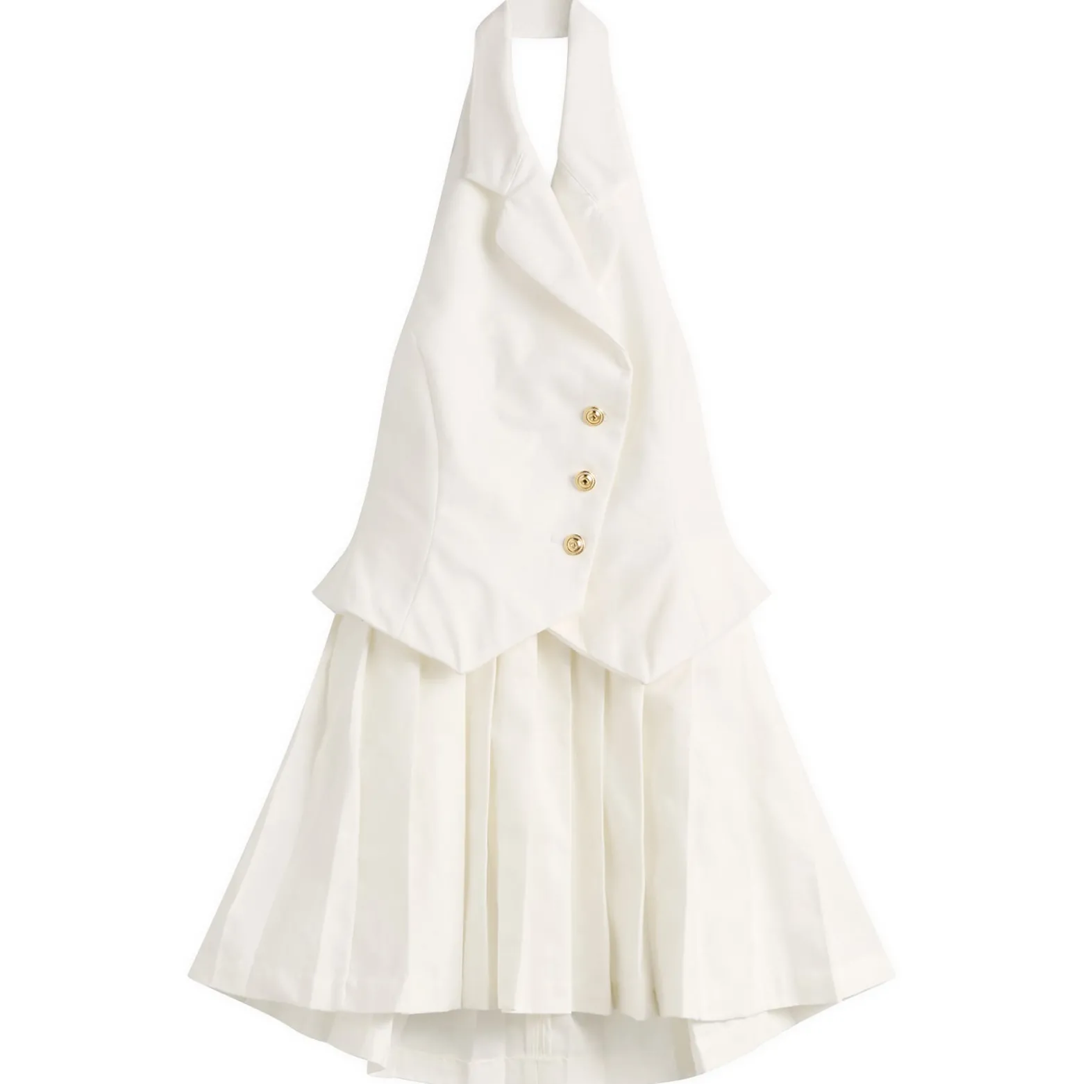 Tolu Coker Cotton Pleated Waistcoat Mini Dress
