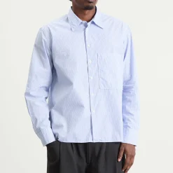 Universal Works Office Stripe Square Pocket Shirt