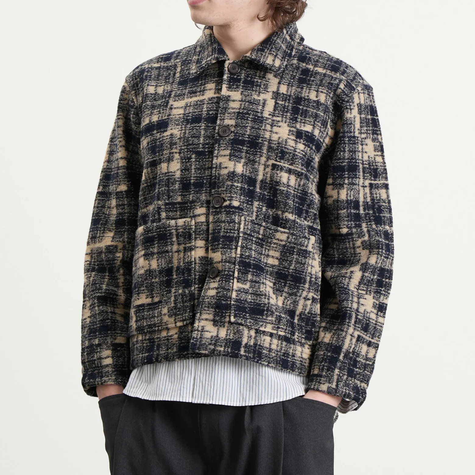 Universal Works Patch Check Fleece Rams Jacket