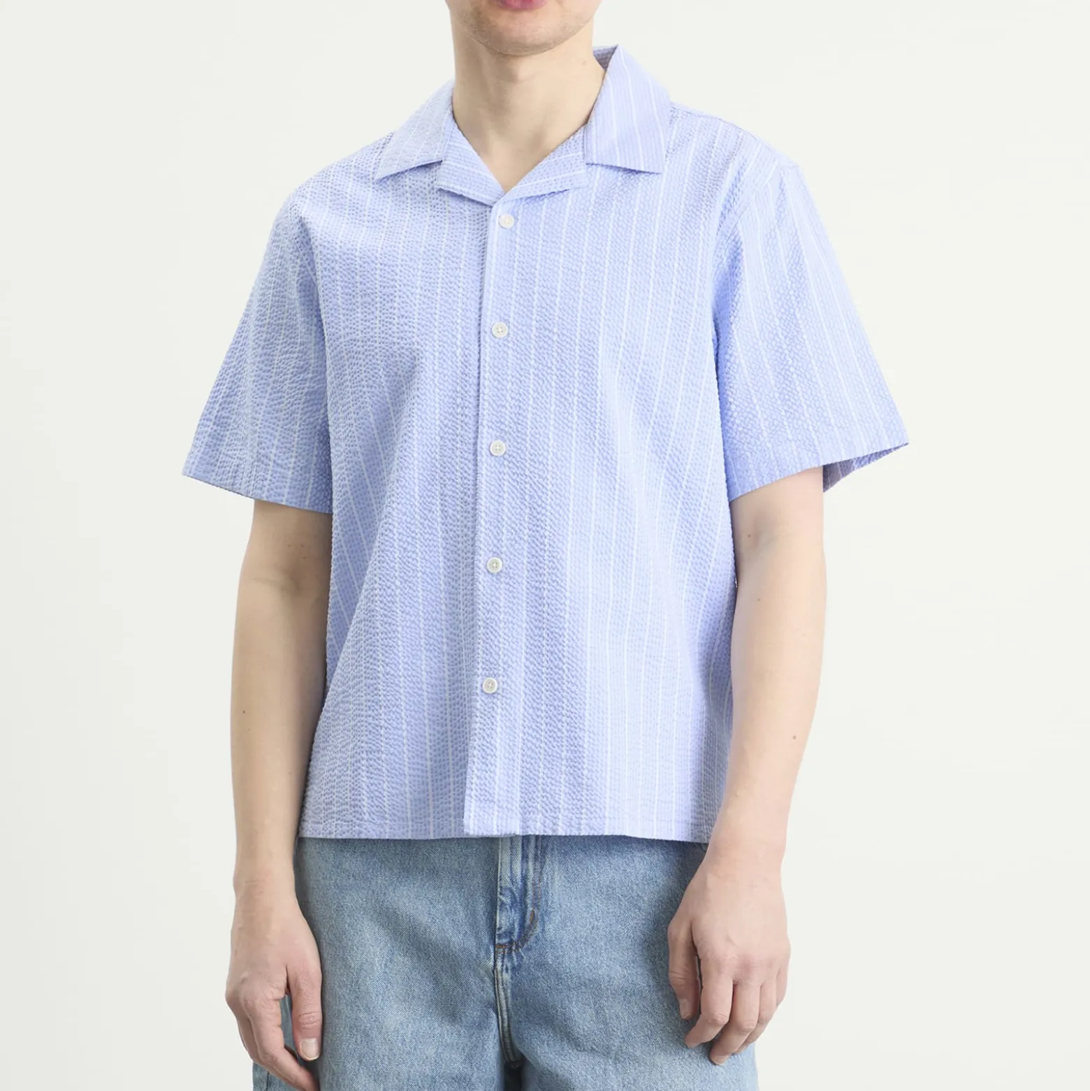 Wax London Didcot Seersucker Stripe Vacation Shirt