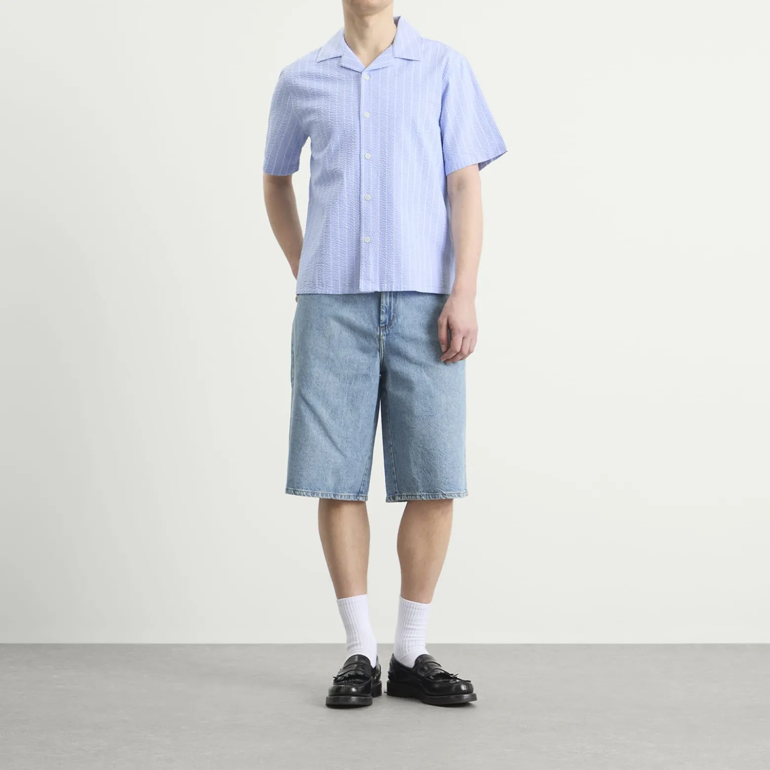 Wax London Didcot Seersucker Stripe Vacation Shirt