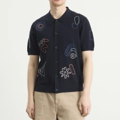 Wax London Tellaro Shapes Embroidery Knit Shirt