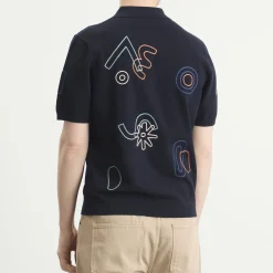 Wax London Tellaro Shapes Embroidery Knit Shirt