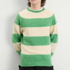 YMC Suedehead Stripe Crew Neck Jumper